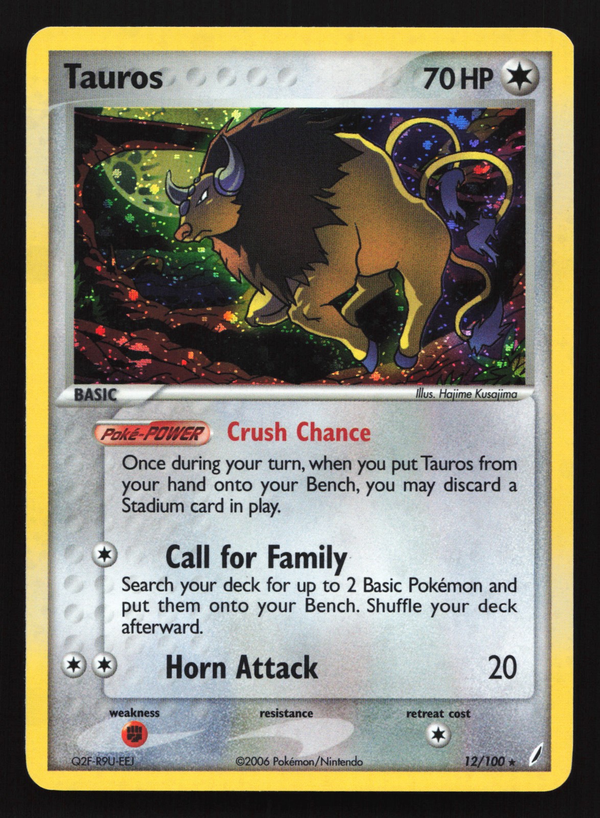 Tauros 12/100 Crystal Guardians Holo Rare Pokemon Card