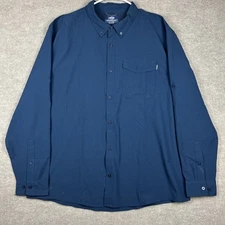 Aftco Shirt Mens 2XL XXL Blue Fishing Lightweight Vented Pockets Hiking Outdoor