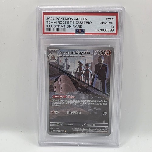 2026 POKEMON ASCENDED HEROES ILLUSTRATION RARE #239 TEAM ROCKET'S DUGTRIO PSA 10