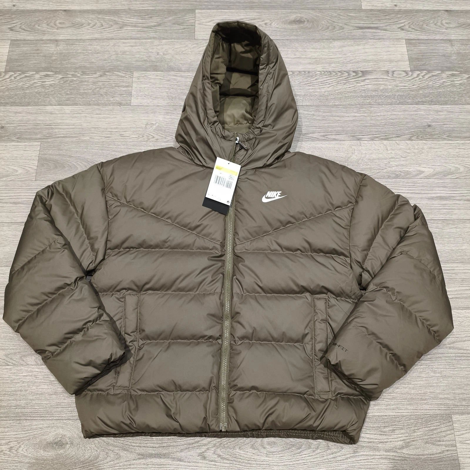 Nike Womens SMALL Storm Fit Down Zip Puffer Jacket Coat Khaki DQ5903-222