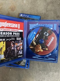 PS4 Video Game Lot 4 Wolfenstein 2,jurassic World,mortal Kombat Injustice D4