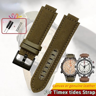 Sports Watchband Leather Pin Buckle Men 24.16mm For TIMEX T2N720 T2N721 TW2R5550