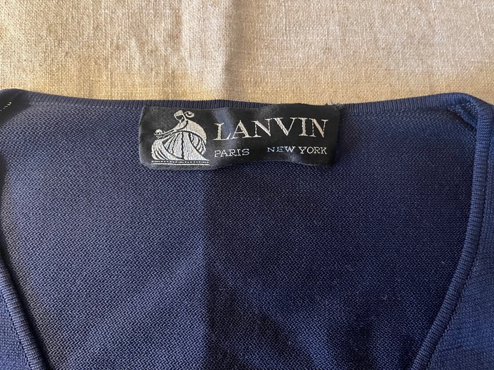 Lanvin 海军蓝针织 V 领长袖毛衣 L — 第 3/3 张图片