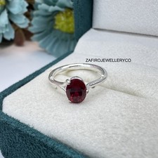 Ruby Ring, 925 Sterling Silver, July Birthstone, Solitaire Ring Lab Created Ruby