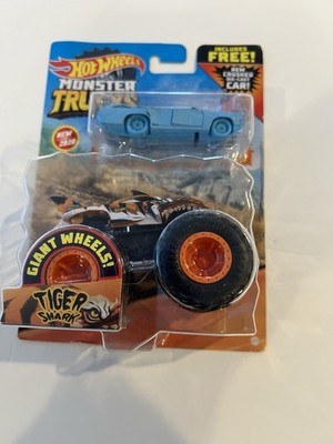 Hot Wheels Monster Trucks TIGER SHARK 1:64 Includes Crushed Car New for 2020