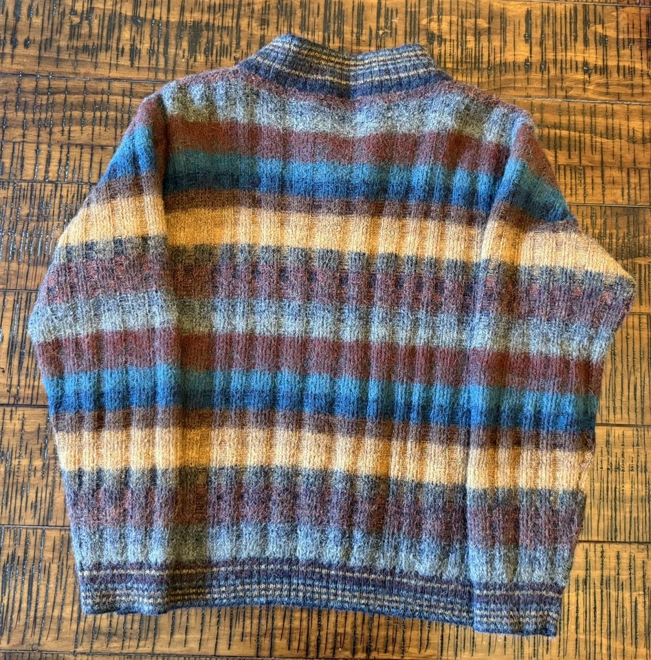 Suéter XL Novica Lana Alpaca Para Hombre Azul Gris 1/2 Cremallera Pullover Manga Larga Foto 2 de 4