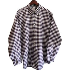 Men's Brooks Brothers 346 Purple Checkered Long Sleeve Button Down Formal Shirt