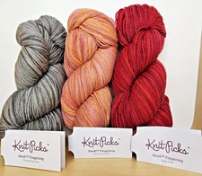 Knit Picks Stroll Fingering yarn, Merino/Nylon blend; 100g/462 yd. ea; sold IND.