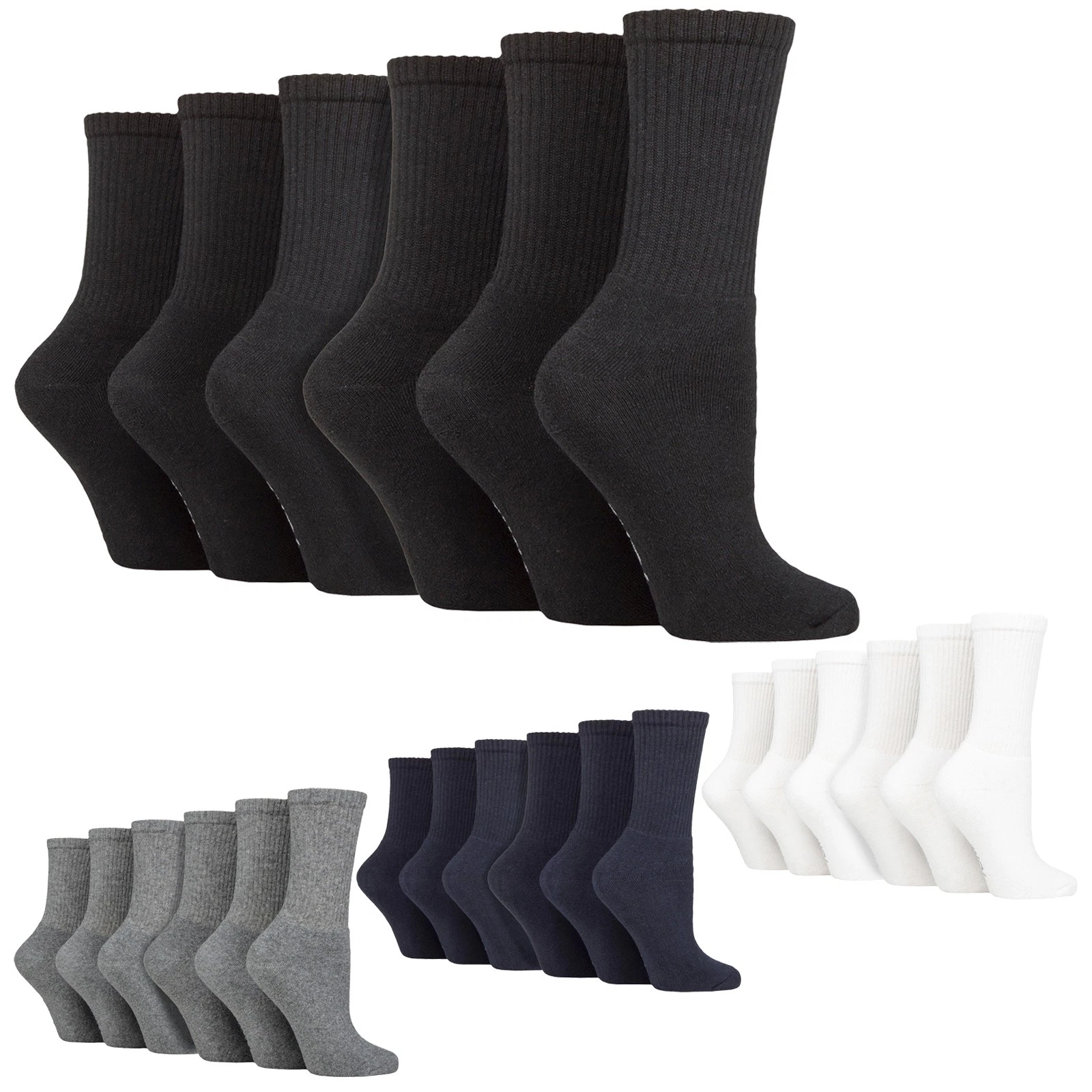 SOCKSHOP TORE - 6 Pack Ladies Plain Crew Cotton Sport Socks
