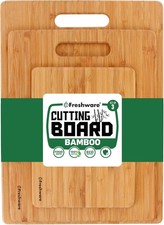Freshware Bamboo Cutting Board Set of 3, Wooden Cutting Boards for Kitchen, Knif