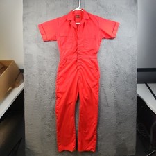 VTG Painters Coveralls Red Mechanic Jumpsuit Women's Small Short Sleeve USA Made