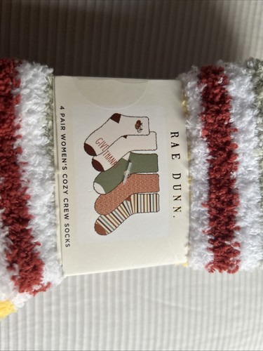 4 pairs RAE DUNN Autumn Fall Give Thanks Cozy Crew Socks Women’s Shoe Sz 5-10 - Picture 15 of 17