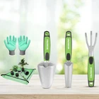WORKPRO 5PCS Garden Tool Set Aluminum Garden Tool with Repotting Mat Rake Gloves