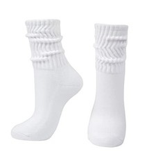 Slouch Scrunch Socks for Women, Slouch High Tube Socks One Size 1 Pair - White