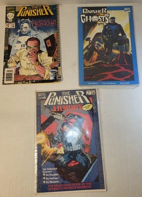 VTG 3 Pc The Punisher MIXED Marvel Comic Books Lot Armory1 Ghosts1 Microchip1