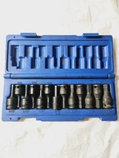 Grey Pneumatic 3/8" Drive SAE/Metric Hex Impact Bit Socket Set 13 Pieces