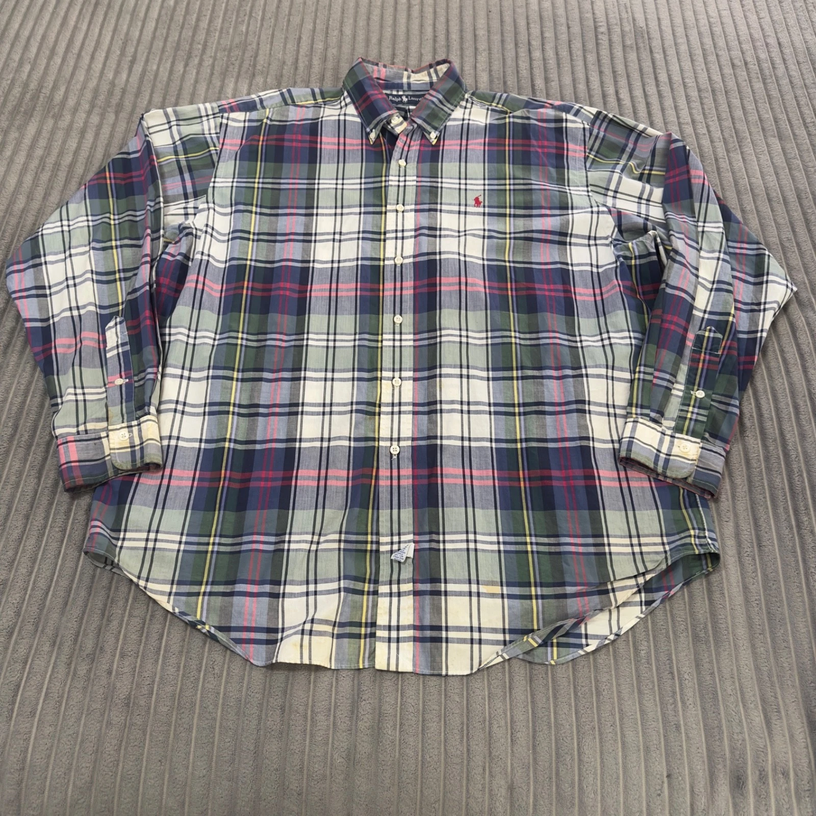 Polo Ralph Lauren Shirt Mens XL Blue Plaid Button Up Preppy Holiday Causal