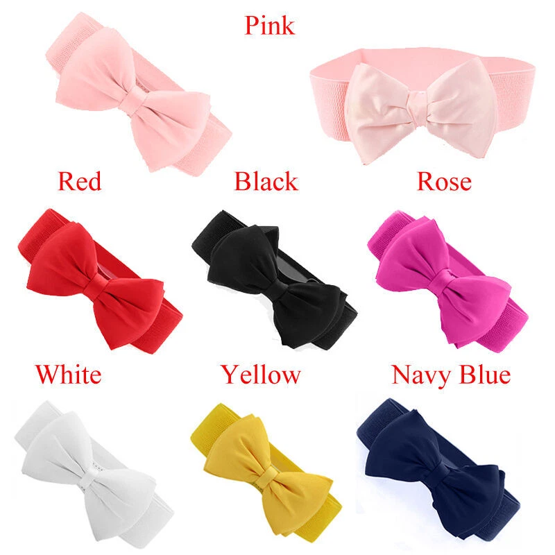 Womens Elastic Stretch Buckle Waist Belt Bow Corset Cinch Dress Wide Waistband - image 2 of 4