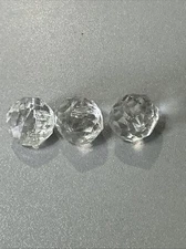 (3) Antique Clear Glass Tunnel Shank 1/2” Buttons Faceted To A Point X15