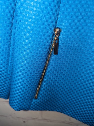 Kasper Women's Turquoise Waffle Knit Blazer W/Zip Pockets Size 6 - Picture 3 of 8