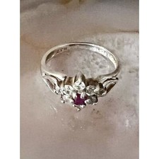 Sterling Silver 925 Pink Topaz and Quartz Ring Size 7.25