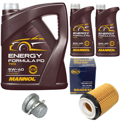 Motoröl Set MANNOL 5W-40 7 Liter + Ölfilter + Schraube für Mercedes C-Klasse GLK