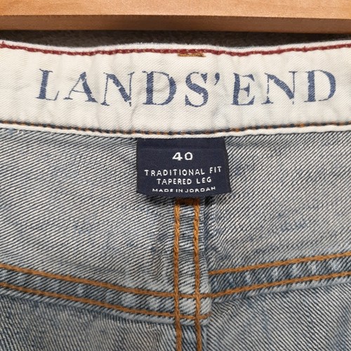 Lands' End 40x30 Traditional Fit Jeans Tapered Leg Classic Denim Stone Wash - Picture 7 of 10