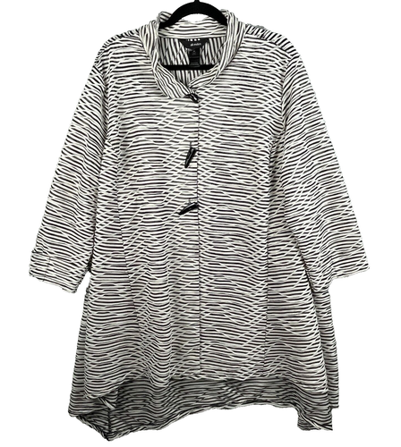 Ali Miles Plus Size 3X Wearable Art to Wear Black White Shirt Jacket Artsy