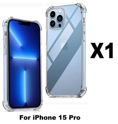 Clear Soft TPU Transparent Case Slim Shockproof Cover for iPhone 15 Pro