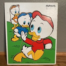 Vintage Wooden Puzzle  Walt Disney / Playskool  Huey, Dewey,  Louie  190-14