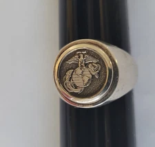 Sterling Silver US Marine Corps USMC Signet Ring Sizes 9-13 FREE Shipping