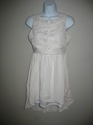 Francescas Midi Dress Sz S Small White Lace Sleeveless Lined Fit N Flare Womens