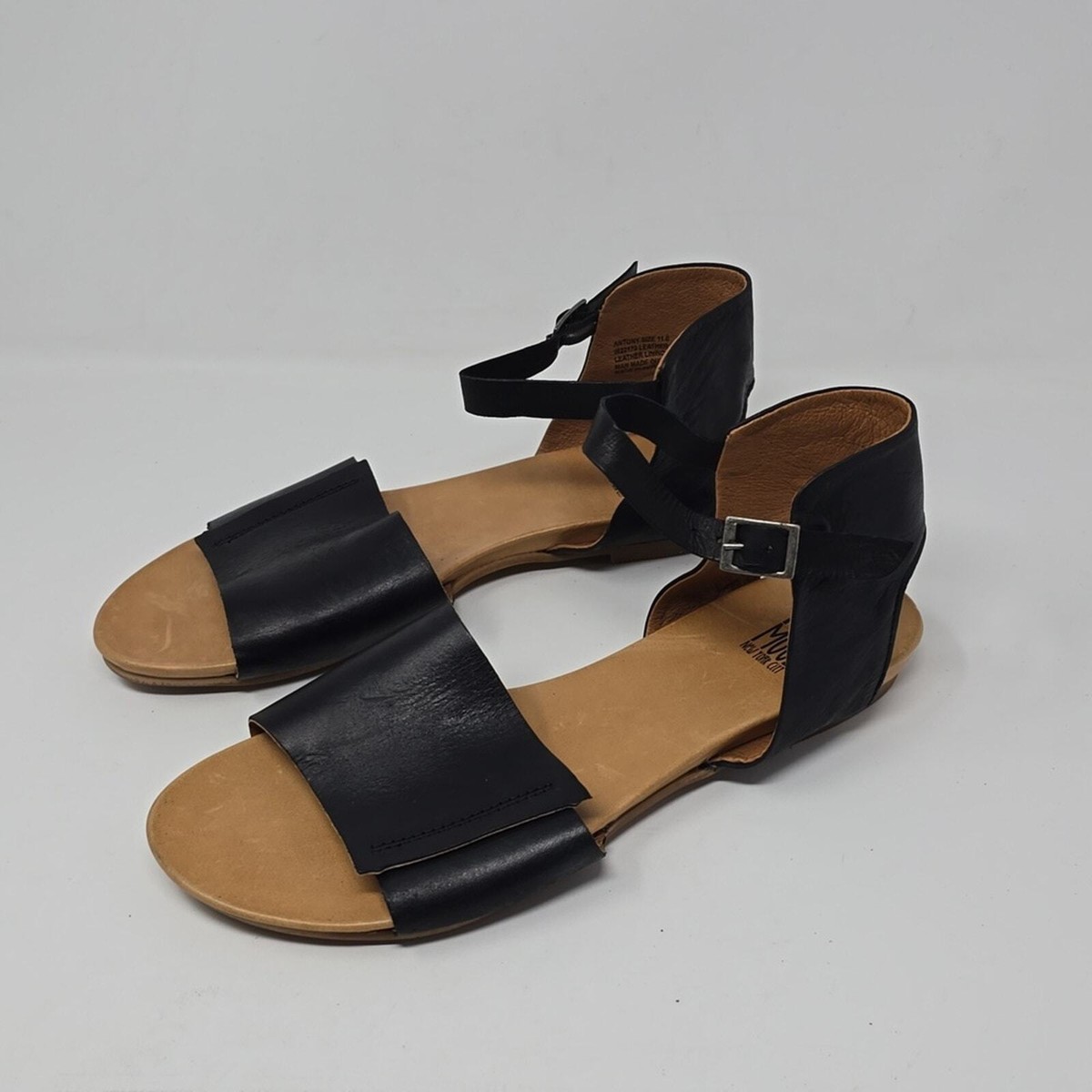 Miz Mooz Black Leather Sandals Miz Mooz Fuller Womens Black Leather Zipper Strap Sandals  main image 2