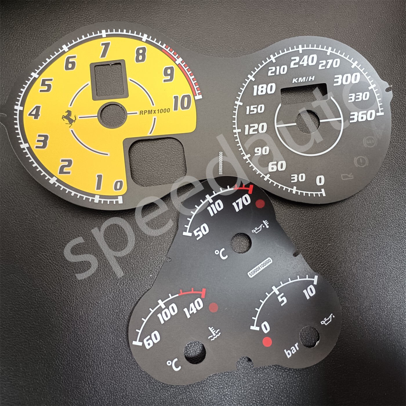 Ferrari F430 05-09 Scuderia Spider Instrument Cluster PLATE KM/H