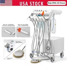 Dental Portable Mobile Delivery Unit System Cart Air Compressor Suction 4 Holes