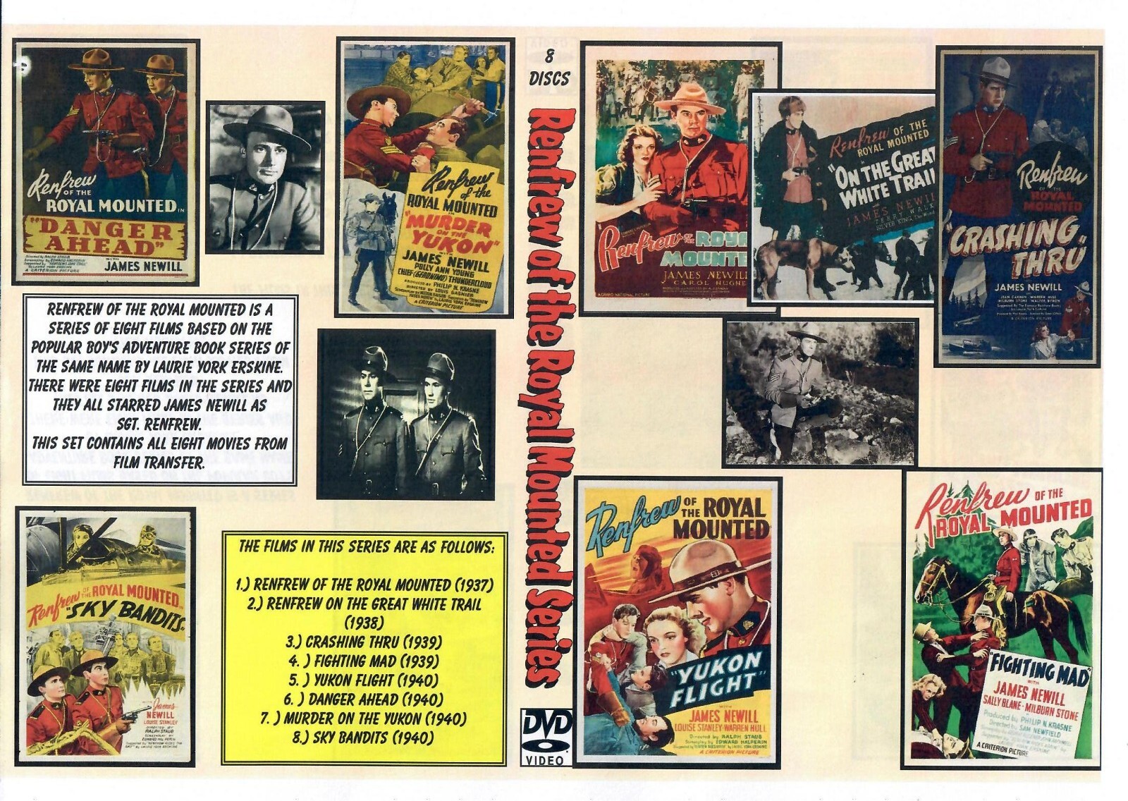 RENFREW OF THE ROYAL MOUNTED MOVIE SERIES 1937-1940 COMPLETE UNCUT! ON 8 DISCS