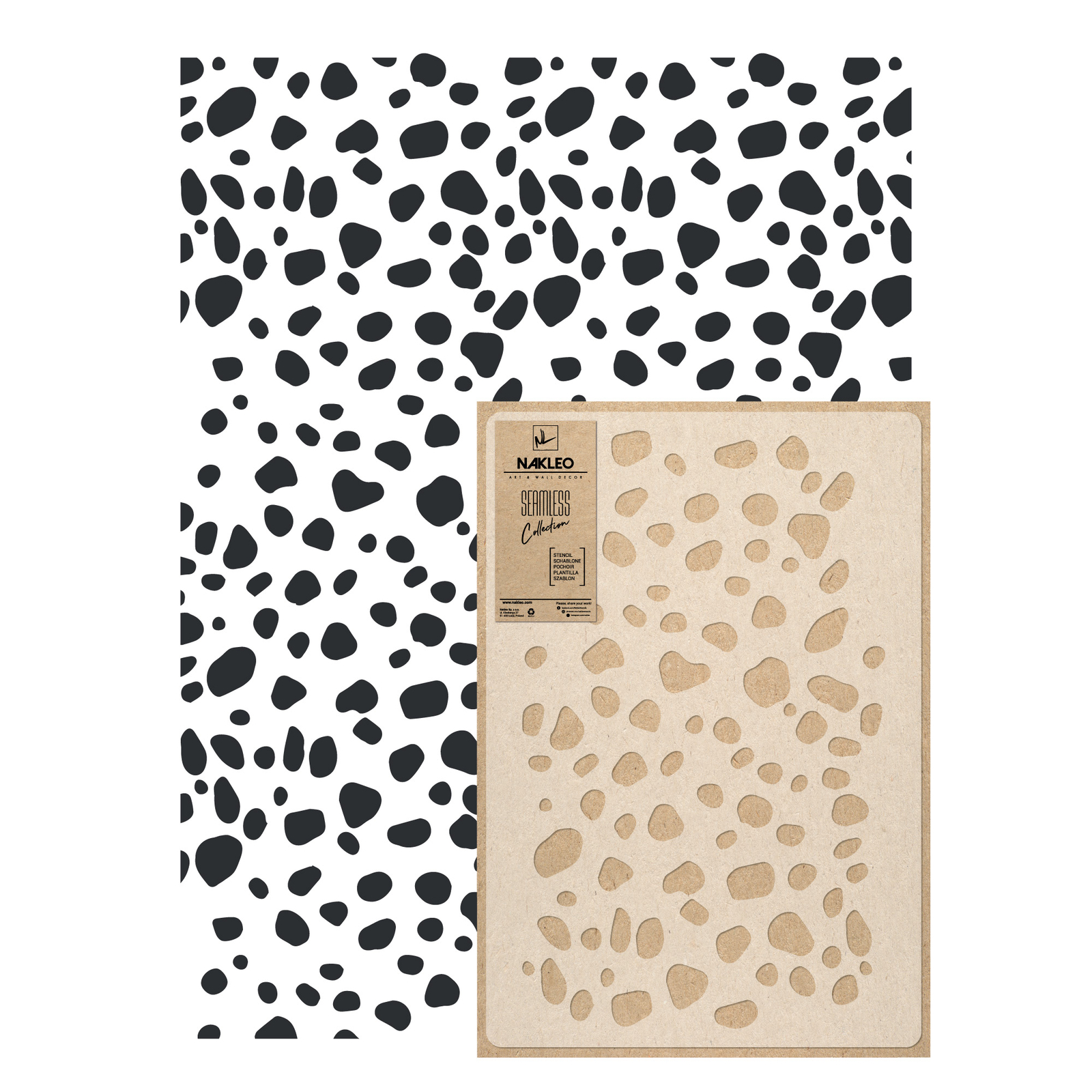 Reusable PLASTIC Wall STENCIL Template 65x95cm Seamless Allover DALMATIAN SPOTS