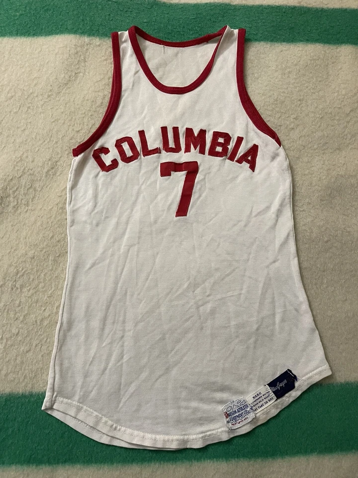 Camiseta deportiva de baloncesto usada en juegos de la Liga Ivy de la Universidad de Columbia de los años 30 40 50 XS pequeña Foto 2 de 4