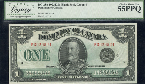 Lot of 2 Consecutive 1923 Dominion of Canada $1 Banknotes - Legacy AU55 PPQ - Picture 3 of 4