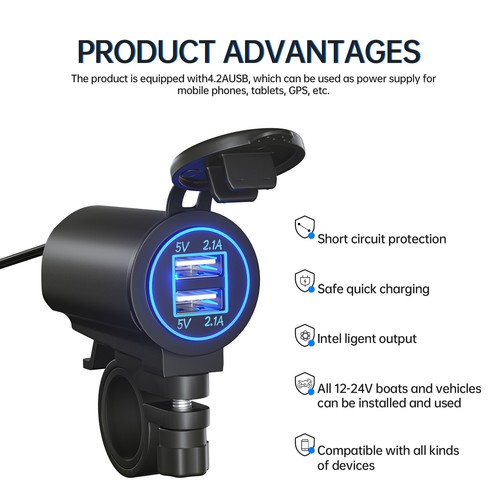 Dual USB Fast Charger Socket Power Outlet Adapter for Car Motorcycle Boat - Picture 10 of 14