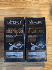 2 Pack Mokeru Coconut Dye & Shampoo Hair Color Dark Brown Professional Kit