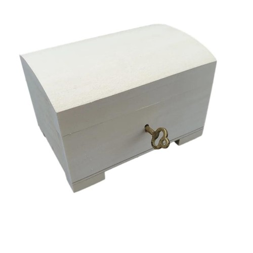 Wooden Jewellery Small Chest 10.5 cm Long, Closed with a Key, Unpainted - Picture 2 of 5