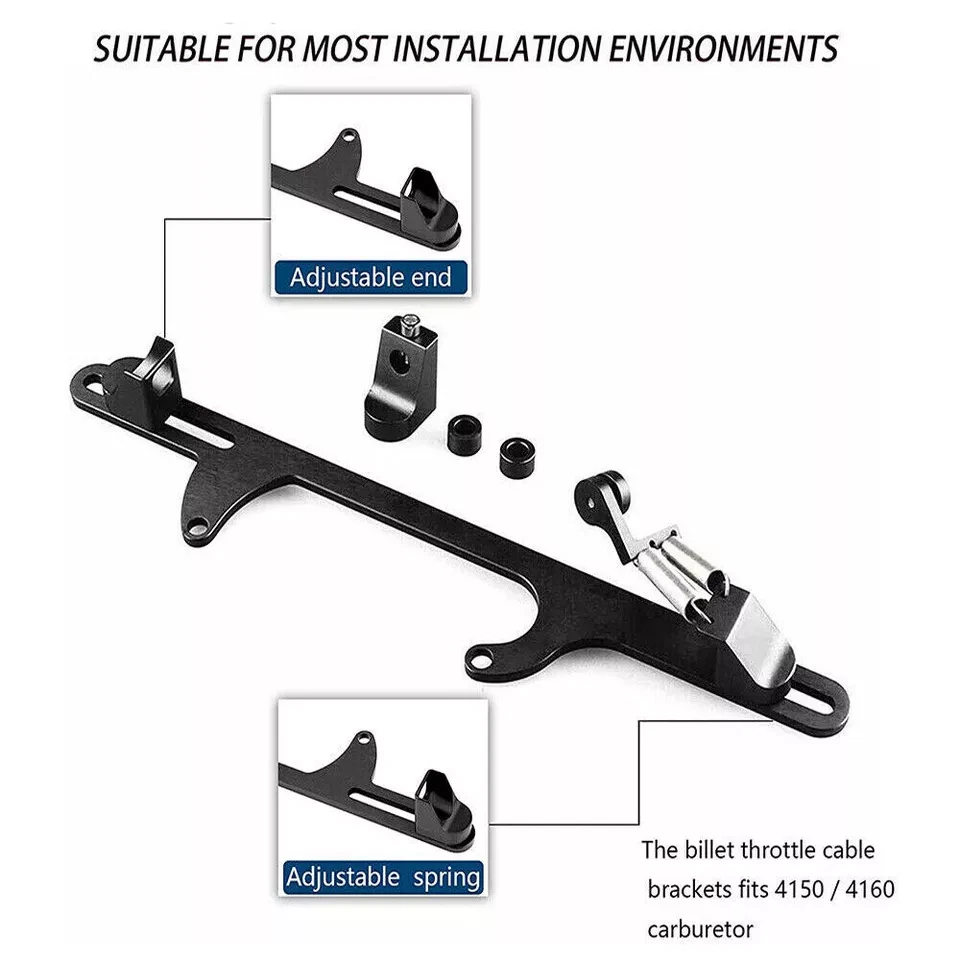 Para 4150 4160 Serie Negro Billet Aluminio Acelerador Cable Carburador Soporte Carburador Foto 3 de 4