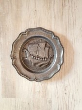 Alter Wandteller Zinn Wikinger Schiff Spanien Zinnteller