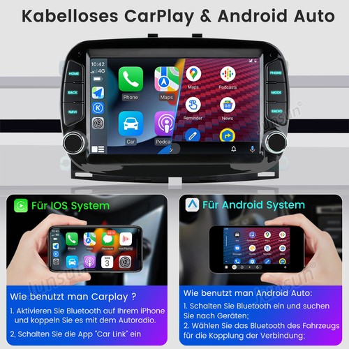 Carplay 7" Android 13 Autoradio Für Fiat 500 16-2019 GPS Navi WIFI SWC BT 2+64G - Bild 6 von 19