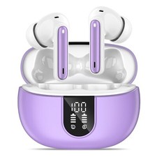 Wireless Bluetooth 5.3 Earbuds 40Hrs Playtime Deep Bass Stereo w/ Mic, Purple