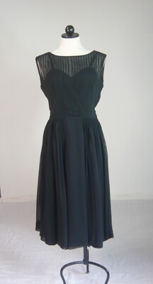 VINTAGE 50s Little Black Dress sheer and full over taffeta S | eBay
