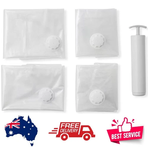 Set of 4 Space Saving Bags Combo with Pump Large Medium Quilts Blankets Pillows - Picture 1 of 5