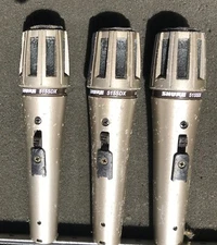 (3) Shure 515SDX Dynamic Microphones, Dual LO/HI Z, Mic On-Off Mute Switch