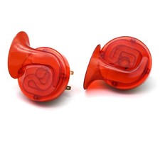 UNIVERSAL TWIN SNAIL HORN PAIR RED MOTORBIKE CAR 130dB HI / LOW HORN 12V